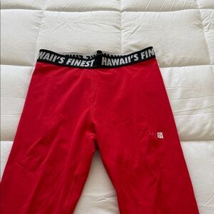 Hawaii's Finest Red Performance Leggings with Branded Waistband